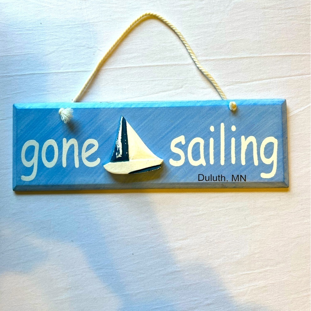 Blue and White Nautical Wall Sign